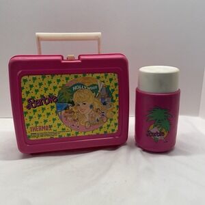Vintage 1988 Hollywood Barbie Mattel Lunchbox & Thermos Pink Made in USA